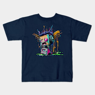 Screaming Robot Radio Head Splatter Kids T-Shirt